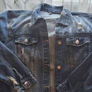 American Bazi Distressed Blue Jean Jacket